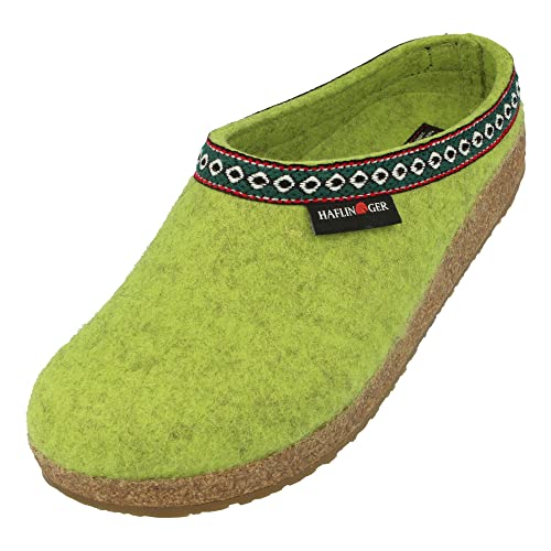 HAFLINGER Grizzly Franzl Filzpantoffel Hausschuh Filzclog Canarygreen, Gr. 40 von HAFLINGER