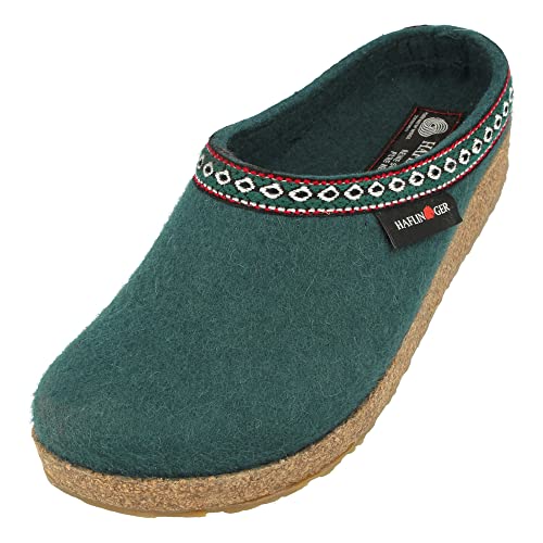 HAFLINGER Grizzly Franzl Filzpantoffel Hausschuh Filzclog Piniengrün, Gr. 42 von HAFLINGER