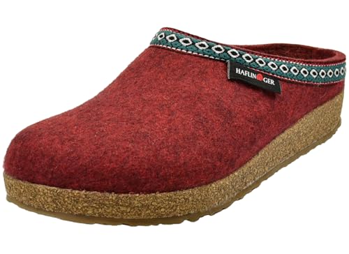 HAFLINGER Grizzly Franzl Filzpantoffel Hausschuh Filzclog Rot (Paprika 242), Gr. 42 von HAFLINGER