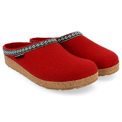 HAFLINGER Grizzly Franzl Filzpantoffel Hausschuh Filzclog Rot (Rubin 211), Gr. 42 von HAFLINGER