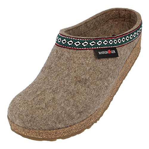 HAFLINGER Grizzly Franzl Filzpantoffel Hausschuh Filzclog Torf, Gr. 42 von HAFLINGER