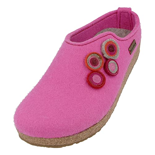 HAFLINGER Grizzly Kanon Filzpantoffel Hausschuh Filzclog Kork Rosa, Gr. 36 von HAFLINGER