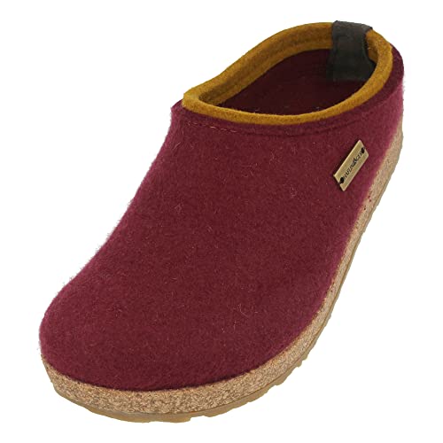 HAFLINGER Grizzly Kris Filzpantoffel Hausschuh Filzclog Bordeaux, Gr.41 von HAFLINGER