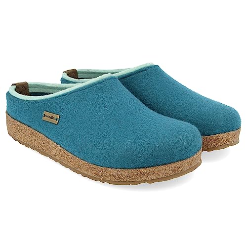 HAFLINGER Grizzly Kris Filzpantoffel Hausschuh Filzclog Hellblau (Türkis 293), Gr.41 von HAFLINGER