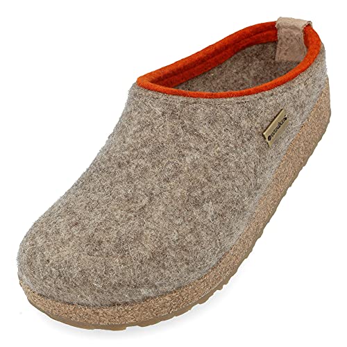 HAFLINGER Grizzly Kris Filzpantoffel Hausschuh Filzclog Torf, Gr. 38 von HAFLINGER