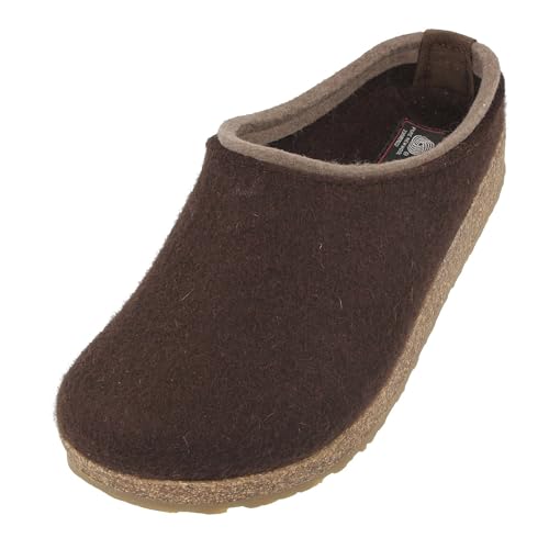 HAFLINGER Grizzly Kris Filzpantoffel Hausschuh Filzclog unisex Braun (Espresso 120), Gr.43 von HAFLINGER