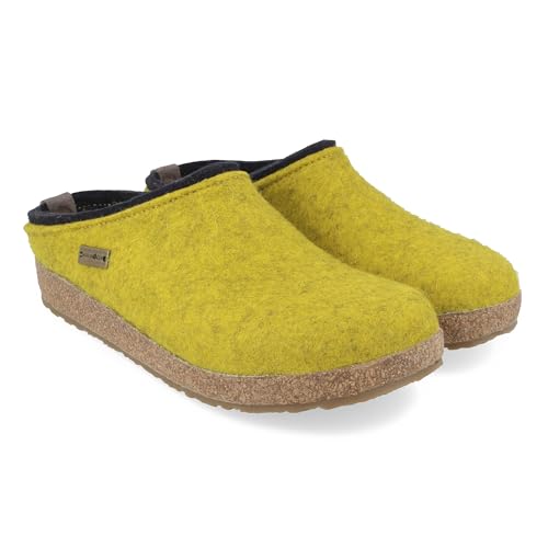 HAFLINGER Grizzly Kris Filzpantoffel Hausschuh Filzclog unisex Gelb (Limone 128), Gr.41 von HAFLINGER