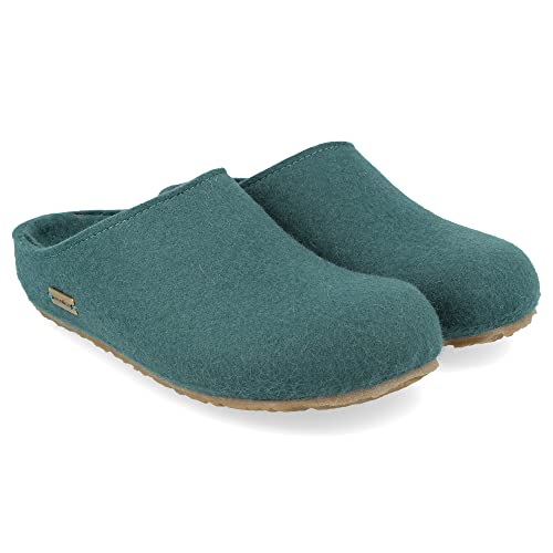 HAFLINGER Grizzly Michl Filzpantoffel Hausschuh mit Gummisohle Piniengrün, Gr. 40 von HAFLINGER