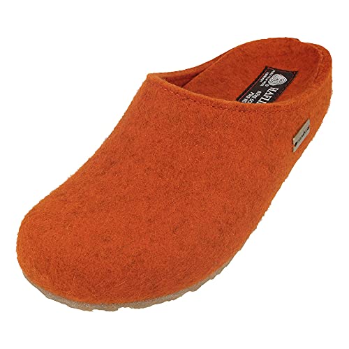 HAFLINGER Grizzly Michl Filzpantoffel Hausschuh mit Gummisohle Rost, Gr. 46 von HAFLINGER