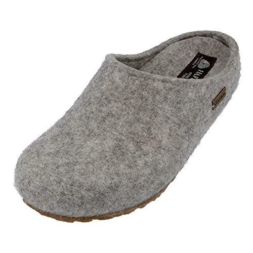 HAFLINGER Grizzly Michl Filzpantoffel Hausschuh mit Gummisohle Steingraumeliert, Gr. 36 von HAFLINGER