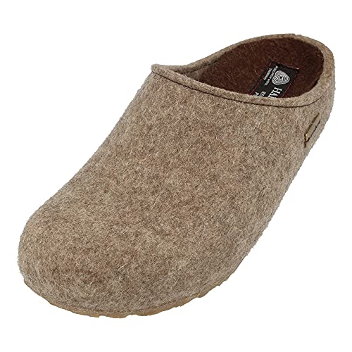 HAFLINGER Grizzly Michl Filzpantoffel Hausschuh mit Gummisohle Torf, Gr. 45 von HAFLINGER