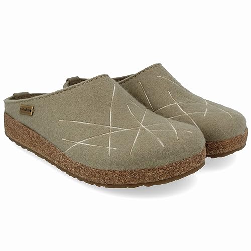 HAFLINGER Grizzly Mikado Filzpantoffeln mit Gummisohle Unisex (Sahara 115), Gr. 38 von HAFLINGER