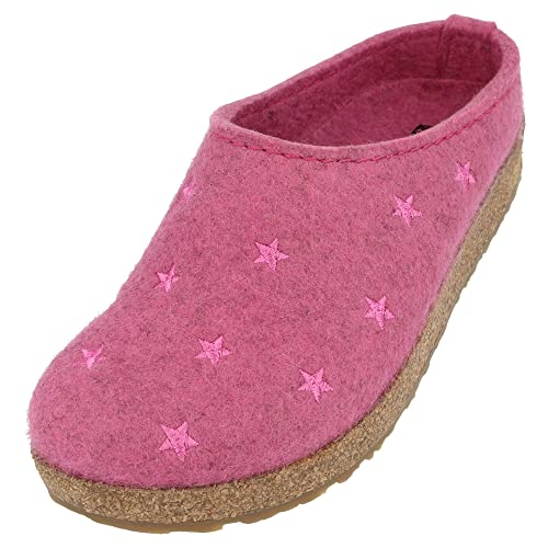 HAFLINGER Grizzly Stelline Damen Herren Filzpantoffeln mit Gummisohle Sterne Rosa (Bonbon 206), Gr. 40 von HAFLINGER