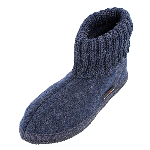 HAFLINGER Hüttenschuh Karl Filzpantoffel mit Kragen Hausschuh Jeans, Gr. 25 von HAFLINGER