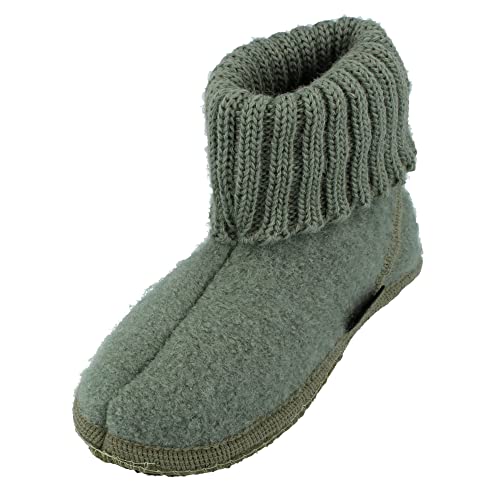 HAFLINGER Hüttenschuh Karl Filzpantoffel mit Kragen Hausschuh kiwi, Gr. 25 von HAFLINGER