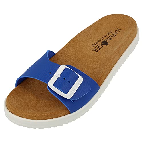 HAFLINGER Korfu Summer Slide vegane Pantolette Sandale Blau (1727), Gr. 39 von HAFLINGER