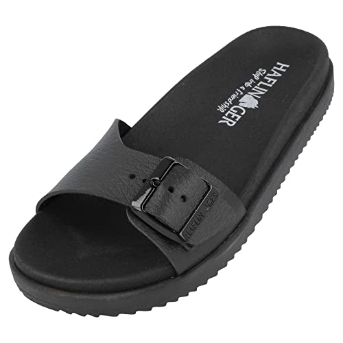 HAFLINGER Korfu Summer Slide vegane Pantolette Sandale Schwarz (1730), Gr. 39 von HAFLINGER