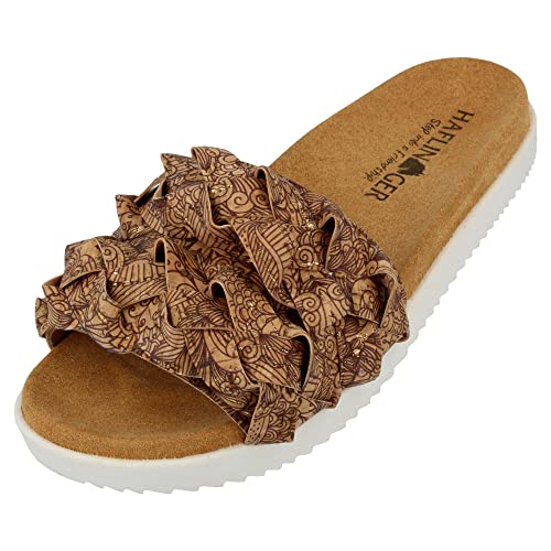 HAFLINGER Kreta Summer Slide vegane Pantolette Sandale Corkmulti Henna (1701), Gr. 39 von HAFLINGER