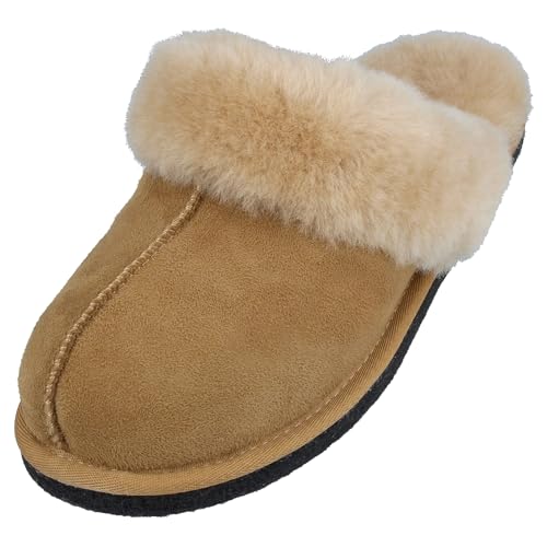 HAFLINGER Lammfell Hausschuhe North Star Filzpantoffel Hellbraun (Beige Öko), Gr 38 von HAFLINGER