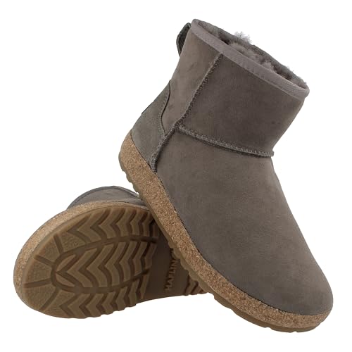 HAFLINGER Lammfell Leder Boots Aino Outdoor Stiefel unisex Grau (Anthrazit 4), Gr 42 von HAFLINGER