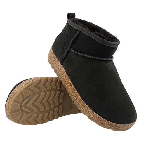 HAFLINGER Lammfell Leder Boots Elsa Outdoor Stiefel unisex Schwarz (Schwarz 3), Gr 39 von HAFLINGER