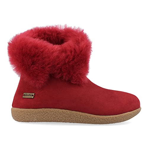HAFLINGER Lammfell Leder Hausschuhe Lemmi Unisex Stiefel Rot (Sangria 11), Gr 37 von HAFLINGER