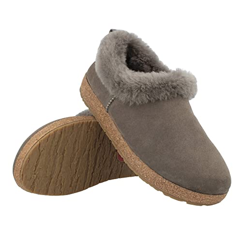 HAFLINGER Lammfellclog Iceland Filzpantoffel Hausschuh Anthrazit, Gr 37 von HAFLINGER