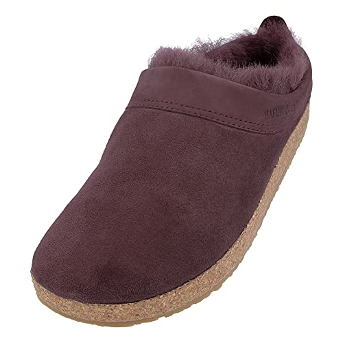 HAFLINGER Lammfellclog Snowbird Filzpantoffel Hausschuh Lila (Aubergine 5), Gr 36 von HAFLINGER