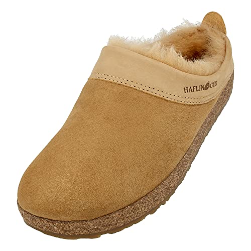 HAFLINGER Lammfellclog Snowbird Filzpantoffel Hausschuh Beige (Beigemeliert Öko 46), Gr 43 von HAFLINGER