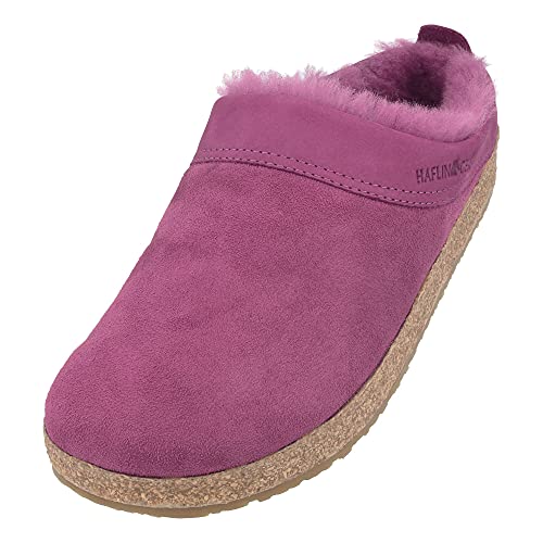 HAFLINGER Lammfellclog Snowbird Filzpantoffel Hausschuh Pink (Burgund 60), Gr 38 von HAFLINGER