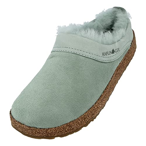 HAFLINGER Lammfellclog Snowbird Filzpantoffel Hausschuh Mintgrün (Pfefferminz 94), Gr 41 von HAFLINGER