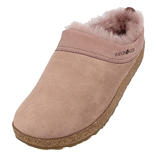 HAFLINGER Lammfellclog Snowbird Filzpantoffel Hausschuh Rosa (Rosenholz 83), Gr 41 von HAFLINGER