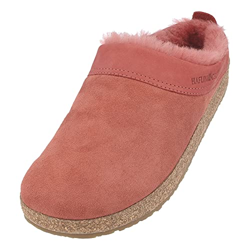 HAFLINGER Lammfellclog Snowbird Filzpantoffel Hausschuh Orange (Zimt 12), Gr 37 von HAFLINGER
