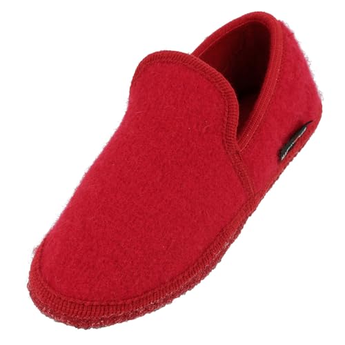 HAFLINGER Loafer Pantoffel Slipper aus Wolle Hausschuh unisex Rot (Ziegelrot 85), Gr. 36 von HAFLINGER