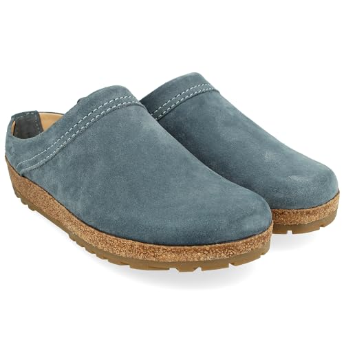 HAFLINGER Malmö Eleganter Clog aus Leder mit Gummisohle und Kork Latex Fußbett (Jeans 1751), Gr. 36 von HAFLINGER