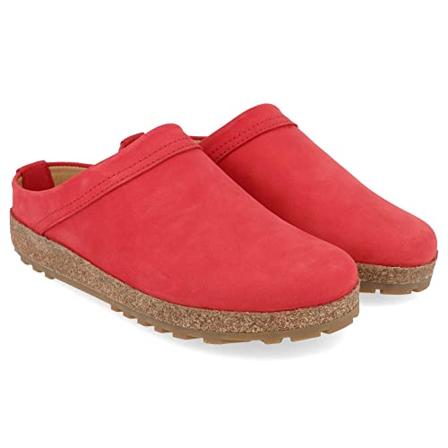 HAFLINGER Malmö Eleganter Clog aus Leder mit Gummisohle und Kork Latex Fußbett (Rot 857), Gr. 40 von HAFLINGER