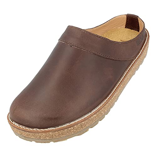 HAFLINGER Neo Travel Eleganter Clog aus Leder mit Gummisohle und Kork Fußbett Dunkelbraun (Braun 748), Gr. 36 von HAFLINGER