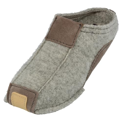 HAFLINGER Pocahontas Pantoffel Hausschuh mit TR-Gummisohle Wechselfussbett unisex (Steingrau 84), Gr. 46 von HAFLINGER