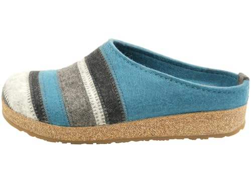 HAFLINGER Damen Hausschuh Pantoffel Wollfilz Grizzly Stripes 711049, Größe:41 EU, Farbe:Grau von HAFLINGER