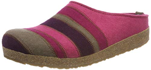 HAFLINGER Schuhe Damen Hausschuhe Pantoffeln Wolle Grizzly Stripes 711049, Größe:42 EU, Farbe:Pink von HAFLINGER