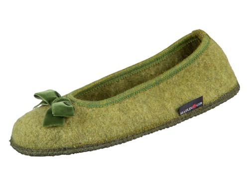 HAFLINGER Slipper Fiocco 623322-106 Wolle Grün (almgrün), 39 von HAFLINGER
