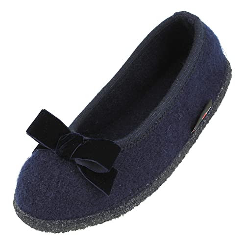 HAFLINGER Slipper Fiocco Filzpantoffel Hausschuh Ballerina Mittelblau, Gr. 38 von HAFLINGER