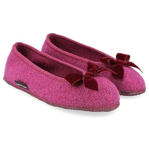 HAFLINGER Slipper Fiocco Filzpantoffel Hausschuh Ballerina Pink (Maulbeere 101), Gr. 38 von HAFLINGER