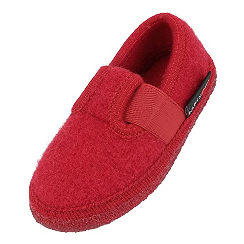 HAFLINGER Slipper Joschi Filzpantoffel Kinder Hausschuh Gummiband Rubin, Gr. 27 von HAFLINGER