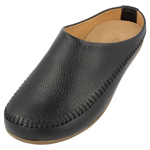 HAFLINGER Softi Lederpantoffeln Hausschuhe Ballerina im schlichten Design (Schwarz 303), Gr. 37 von HAFLINGER