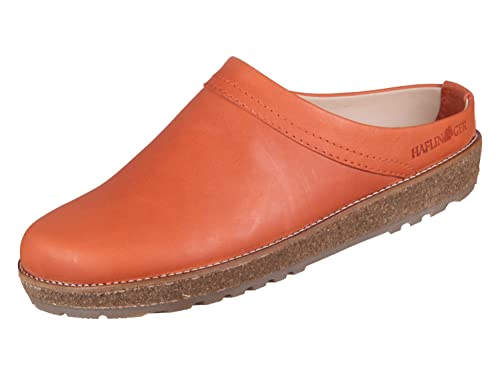 HAFLINGER Travel-Classic Eleganter Clog aus Leder mit Gummisohle (Orange 1484), Gr. 38 von HAFLINGER