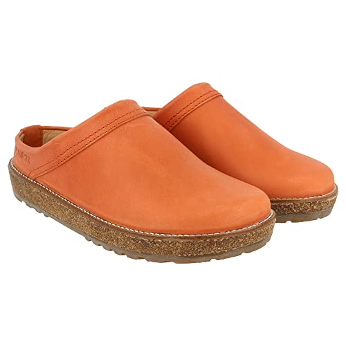 HAFLINGER Travel-Classic Eleganter Clog aus Leder mit Gummisohle (Orange 1484), Gr. 44 von HAFLINGER