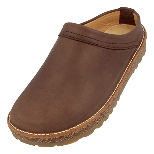 HAFLINGER Travel-Classic Eleganter Clog aus Leder mit Gummisohle Braun (Dunkelbraun 748), Gr. 37 von HAFLINGER