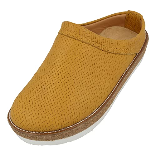 HAFLINGER Travel-Classic Eleganter Clog aus Leder mit Gummisohle Gelb (Braided Senf), Gr. 38 von HAFLINGER