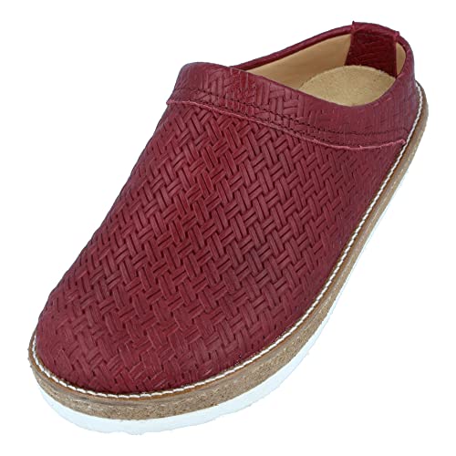 HAFLINGER Travel-Classic Eleganter Clog aus Leder mit Gummisohle Rot (Braided Bordeaux), Gr. 37 von HAFLINGER